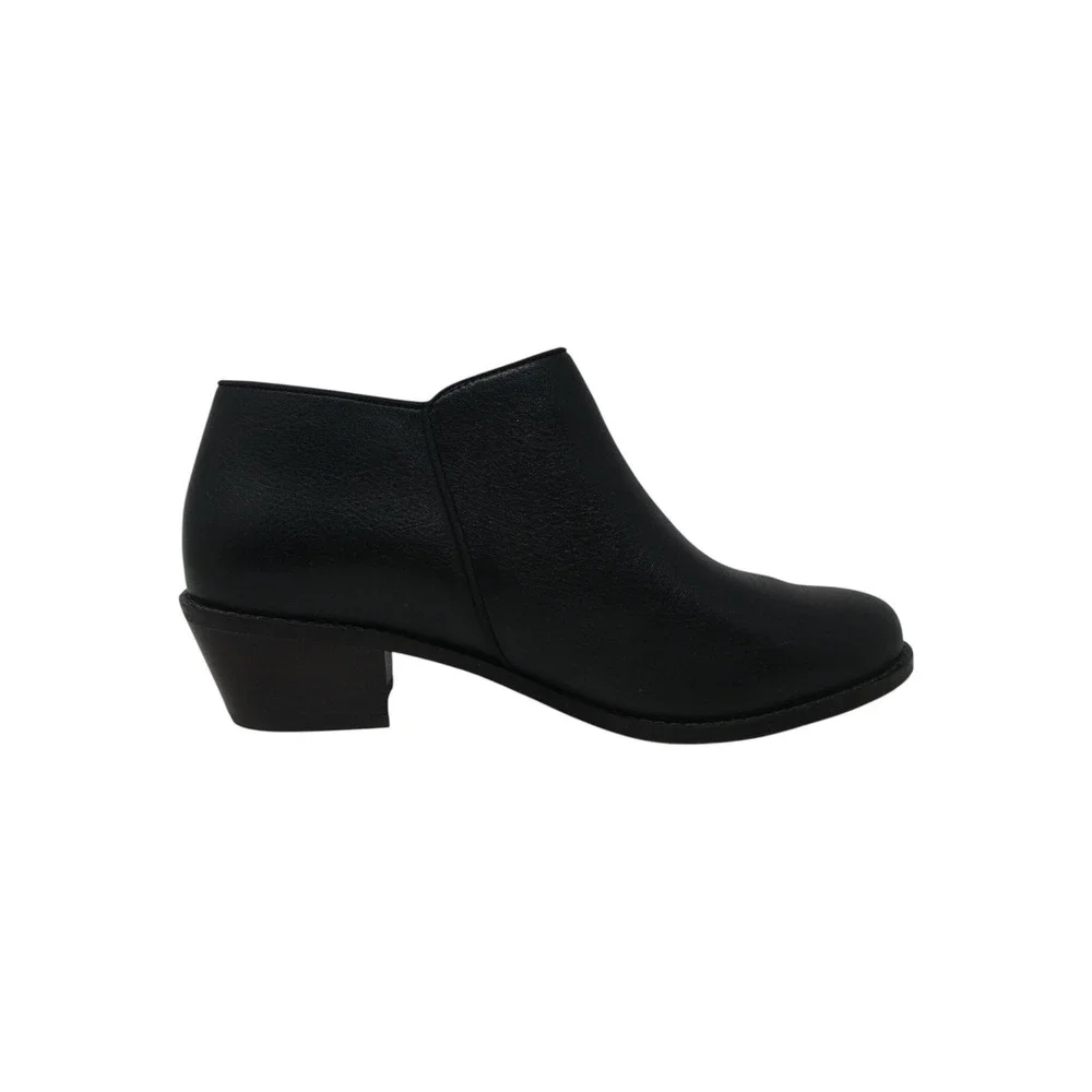 Vionic Jolene Ankle Boots Women 7.5 Black Leather Low Heel Side Zip